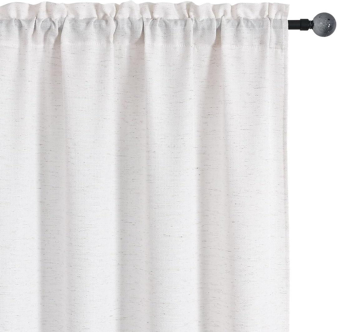 Chyhomenyc Bennet Natural Linen Curtains 84 Inch Length 2 Panels Set, Faux Linen Textured Burlap Light Filtering Privacy Farmhouse Curtain Drapes for Living Room Bedroom 40Wx84L, Natural