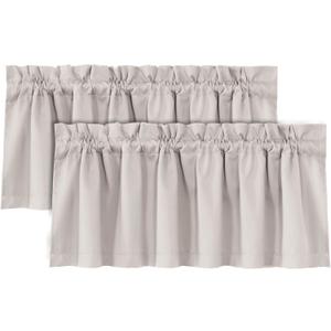 H.VERSAILTEX 100% Blackout Valances for Windows, Short Curtains for Windows/Kitchen/Bathroom/Living Room/Bedroom Thermal Insulated Rod Pocket,2 Pack, 52" x 18", Pumice Stone