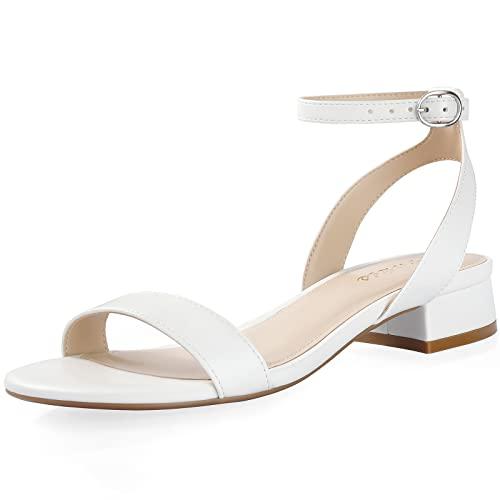 Ankis Black Nude White Gold Women Sandals Comfortable Walking Strappy Open Toe Sandals for Women Dressy Summer 1 Inch Low Block Heel Flat Adjustable Ankle Strap Shoes, Size 9