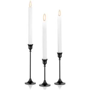 Nuptio 3 Pcs Black Candlestick Holders Taper Candles Holder Candle Stick Holder for Dining Table Halloween Candle Holders for Tapered Candles Decorative Centerpiece for Christmas Party Housewarming