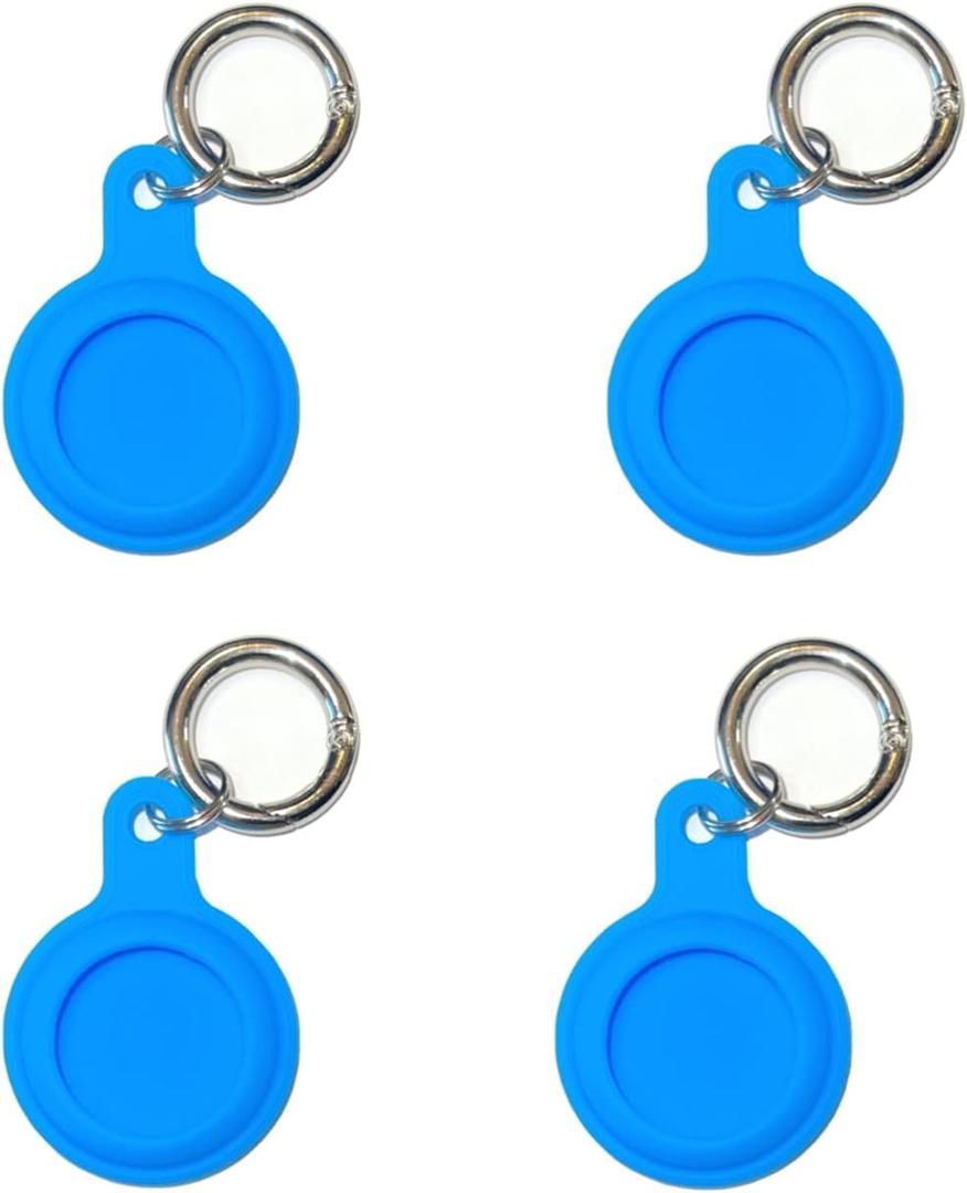 Apple AirTag Case 4-Pack with Keychains, Anti-Lost GPS Tracker Protector Case, Silicone Cover for AirTag (Blue)