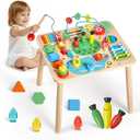 VEVOR Montessori Activity Table for Toddler 1-3 Years Old, 13 in 1 Wooden Learn Activity Desk, Baby Play Table for Boys & Girls Aged 6+ Months, Great Birthday, Christmas, Children's Day Present