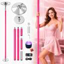 PYY Dance Pole - Adjustable & Portable Silicone Dancing Pole for Gym Studio Pub, Chrome Finish, Spinning & Static Modes, No Drilling Required, 88"-108"