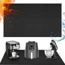 Extra Large Heat Resistant Mat for Countertop, 24 x 48in Fireproof Silicone Mats for Kitchen Counter, Easy to Clean Countertop Protector Mat for Air Fryer, Coffee Maker, Toaster, Oven, Black