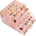 YUFONG Earring Storage Box Organizer, Acrylic Jewelry Storage Box Holder 5 Drawers Transparent Jewelry Display Stand with 120 Small Compartments Gift Boxes for Women Girls (Clear Pink)