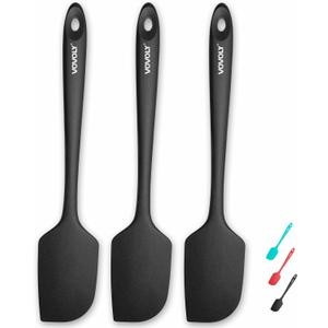 Silicone Spatula for Kitchen, 600F Heat resistant Spatulas for Baking, Cooking, Scraping,and Mixing, Non Stick Kitchen Utensils, BPA Free, 11.2 IN, 3 Pack, Black