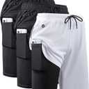 JWJ Men's 2 in 1 Workout Running Shorts 7 Inch Lightweight Athletic Gym Shorts with Compression Liner (L)