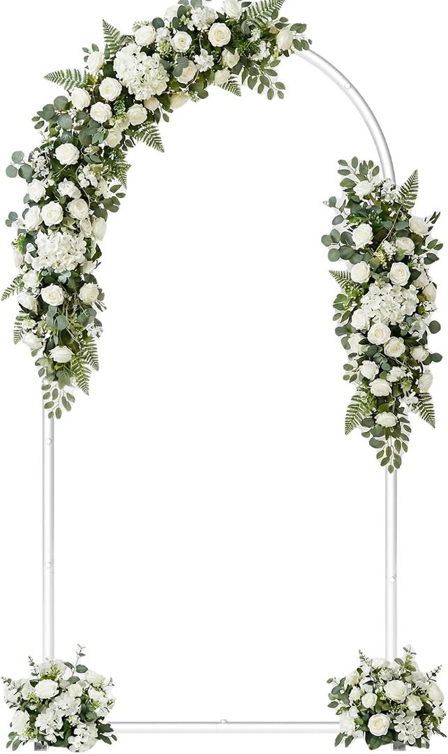 6.6FT Metal Wedding Arch Backdrop Stand,Stable Wedding Arch Frame for Wedding Ceremony Birthday Party Baby Shower Graduation Anniversary Floral Decoration,White