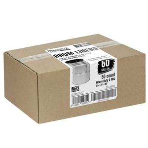 Ultrasac - Heavy Duty Drum Liner, 55-60 Gallon, 2 Mil, 38"x58", Black, 50 Count/w Ties