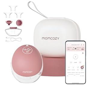 Momcozy Breast Pump Hands Free Upgraded Mobile Flow | M9, App Discreet Control with Personalized Multi-Modes & 15 Levels, Wearable Breast Pump 24mm, 1 Pack Cozy Red