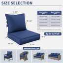 Premium Outdoor Seat Cushion Chair Cushions for Patio Furniture 24 L X 24 W X 5 H Waterproof & Fade Resistant Deep Seat and Backrest Cushion Set with Removable Covers for Chair, Sofa