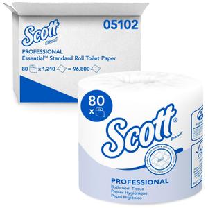 Scott Professional Standard Roll Toilet Paper, Bulk (05102), White, Individually Wrapped (80 Rolls of 1,210 Sheets, 96,800 Sheet Total), 1 Count
