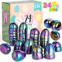 JOYIN 2.3'' Easter Eggs, 24 Pcs Plastic Eggs Metal Color for Filling Specific Treats, Colorful Easter Theme Party Favor, Classroom Prize Supplies