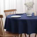 Softalker Round Tablecloth, Waterproof & Stain Resistant Table Cloth Wrinkle Free Fabric Washable 210GSM Polyester Table Cover for Dining/Party/Outdoor - 90 inch,Navy Blue