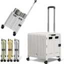 Folding Utility Cart (Gray), 4 360 Swivel Wheels Collapsible Rolling Crate with Lid, Heavy-Duty for Office/Home/Luggage, Teacher - Minimalist Style (Large)