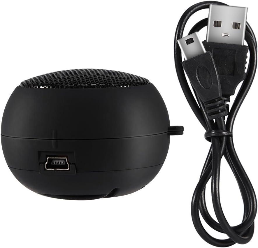 Portable Mini Speaker with 3.5mm Aux Jack Plug in Basse Speaker for Smart Phone, Retractable Mobile Line-in Speaker for iPad Laptop Computer(Black)