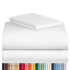 LuxClub Queen Sheet Set, 100% Viscose Derived from Bamboo Cooling Sheets, Breathable & Soft Deep Pocket Up to 16", Hotel Luxury Silky Sheets Queen Size, White