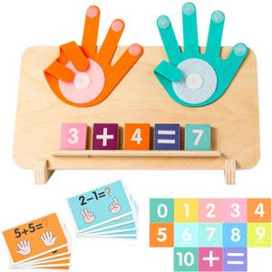 Preschool Learning Toys for Toddlers, Colorful Wooden Numbers Blocks, Finger Counting Montessori Toys for 3 4 5 Year Old