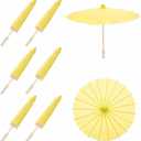 MECCANIXITY 6 Pcs Paper Umbrellas, 16" DIY Oiled Paper Painting Umbrellas for Photography Props Craft Party Wedding Decoration, Yellow