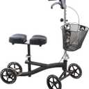 Roscoe Medical Knee Scooter for Adults for Foot Surgery, Foldable & Adjustable Knee Walker for Broken Foot & Leg Injuries, Crutch Alternative, Knee Rover, Dual Pad, (Up to 350lbs, 8' Wheels), Black