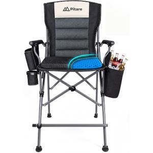 Tall Camping Chair for Adults, Tall Folding Directors Chair with Cooler Bag, Gel Cushion and Footrest, 440 lbs Heavy Duty Camping Portable High Chair for Beach, Sports, Outdoor Events