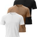 Riyiper 3 Pack Henley Shirts for Men Short Sleeve Raglan M-5XL Regular and Big Tall Tops Casual Summer Basic Tee (XXL)