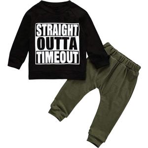 TUEMOS Toddler Boy Clothes Sweatsuits Fall Winters Boy Outfits (6-12 Months, Ba-black)