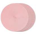 FunWheat Round Braided Placemats Set of 8 Place Mats for Dining Table Woven Washable Non-Slip Table Mats 15 Inch(Pink,8pcs)