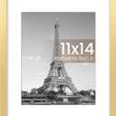 upsimples 11x14 Picture Frame, Display Pictures 8x10 with Mat or 11x14 Without Mat, Wall Hanging Photo Frame, Gold, 1 Pack