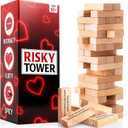 Valentines Gifts for Him Her - 54 Stacking Wooden Block Game for Him, Her, Girlfriend, Boyfriend, Wife, Husband, Couples, Anniversary Date Ideas,...
