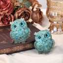 LAIDANLA Turquoise 2.4" Owl Statue Natural Healing Crystal Cute Owl Animal Figurine Pocket Sculpture Reiki Spiritual Energy Gemstone Home Office Room Desk Decor Gifts for Women Men