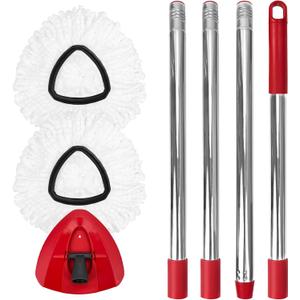 Spin Mop Replacement Set for O-Ceda EasyWring 1-Tank System, Includes 2 Mop Head Replacement, 1 Mop Handle (30-58in Adjustable 4-Section Pole), 1 Spin Mop Base