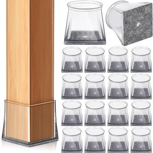 32 Pcs Square Chair Leg Floor Protectors for Hardwood Floors, Silicone Felt Furniture Leg Pads caps Covers, Floor Protectors for Chairs, Anti-Scratch & Noise-Reducing (XL Fits: 1-1/2" to 1-7/8")