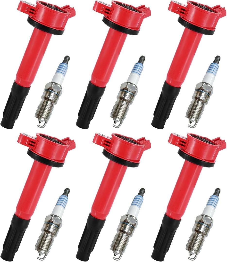 Pindex 6 Pack DG514 UF486 Ignition Coils and Spark Plug Coil Pack Kits Compatible with Ford Escape Fusion, Mercury Mariner Milan, Tribute, Lincoln Zephyr 3.0L V6