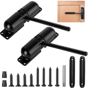 JMIATRY 2PCS Spring Auto Door Closer - Black Soft Residential Self-Closing Screen Door Closer for Home