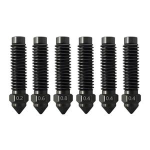 6PCS 0.2MM 0.4MM 0.6MM 0.8MM Hardened Nozzles for Centauri Carbon/CC/CC2 Stainless Steel Nozzle High Temperature Pointed Wear Resistant Nozzles High Flow Hotend Extruder for Elegoo 3D Printer