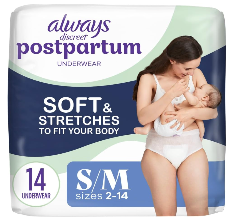 Always Discreet Postpartum and Adult Incontinence Underwear for Women, Small/Medium, Maximum Protection, 14 Count