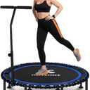 40/48" Foldable Rebounder Trampoline for Adults with Bungee, 450/550 LBS Quiet Indoor Mini Trampoline for Adults Fitness, Gym Workout, Home Exercise (Blue)