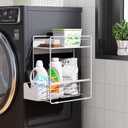 CABTE 2 Tier Magnetic Shelves for Washing Machine with Pull Out Metal Drawer,Magnetic Spice Rack for Fridge,Magnetic Rack with no Installation, Versatile Storage Organizers for Home (White, 2 Tier)