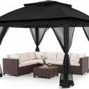 COOS BAY 11x11 Pop Up Gazebo with Mesh Netting, Instant Outdoor Canopy Tent, Water Resistant Shelter with UPF 50+ UV Protection, 121 Sq Ft Coverage, Black