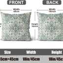 Boho Throw Pillow Covers 18x18 inch Set of 2,Linen Bohemia Carpet Pattern Decorative Living Room Sofa Bed Square Pillow Case Cushion Cover-Dark Cyan
