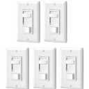 DEWENWILS Dimmer Switch for LED Lights, 600W Incandescent/Halogen and 150W CFL/LED, Single-Pole or 3-Way Dimmer Light Switch, ETL  cUL Listed, White, 5 Packs