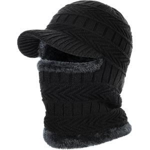 2 x Winter Balaclava Beanie Hat, Knit Thermal Ski Mask for Men Women (Black)