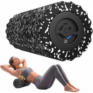 FITINDEX Vibrating Foam Roller for Muscle Deep Tissue, Back Pain Relief, Leg Foot Neck Massager, Exercise, Pilates, Muscle Recovery, Physical Therapy, 4-Speed, Rechargeable, Black
