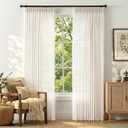 jinchan Natural White Pinch Pleated Curtains 84 Inches Long for Living Room Linen Semi Sheer Bedroom Curtains Light Filtering Rustic Farmhouse Window Drapes Privacy Pleated Drapes for Dining Office, 40"W x 84"L