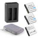GeeKam NP-40 Battery Pack, 1500mAh Rechargeable Battery(3-Pack) with USB Dual Charger for Video Camera Camcorders Compatible with Casio NP-40 (Not for Fujifilm NP40)