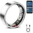 Smart Ring for Women & Men, Smart Ring Health Tracker, Blood Oxygen & Heart Rate Monitor, Long Lasting Battery Sleep Ring, Waterproof Fitness Ring (Silver, 8)