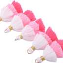 KONMAY 50pcs Bulk 1.4''(3.5cm) Tiny Tri-Layered Tassels with Gold Jump Ring for Jewelry Making, Clothing (White&rose)