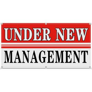Hahafelt 2x4 Feet Under New Management Banner Sign with 6 Grommets Weatherproof Polyester Vinyl Hanging Banner for Outdoor Indoor Business Industrial Store Yard Signs