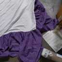 Bed Skirt Queen Size Ruffled Bed Skirt with Split Corners, Queen Bed Skirt 14 Inch Drop, Queen Size Bed Skirt Khaki for Ruffled Bed Skirt with Split Corners, Bed Skirt Queen Size, Color White Purple